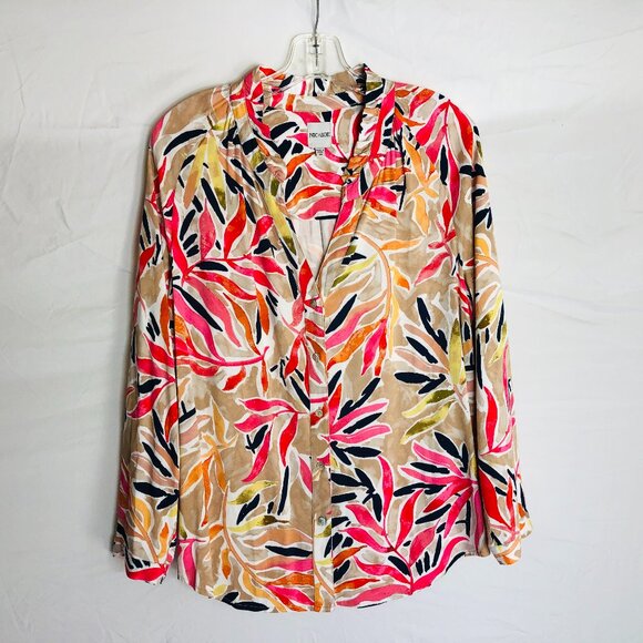 Nic+Zoe Women's Size Medium Geometric Button Up Blouse Top - Picture 1 of 5